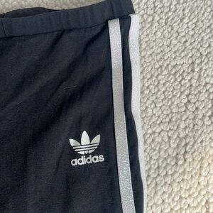 Girls black adidas legging with glitter stripes